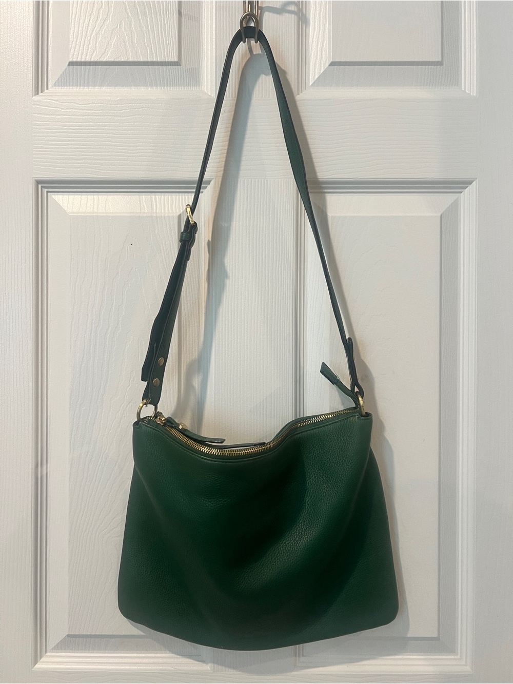 Sam Edelman Forest Green Leather Shoulder Bag with Gold-Tone Hardware